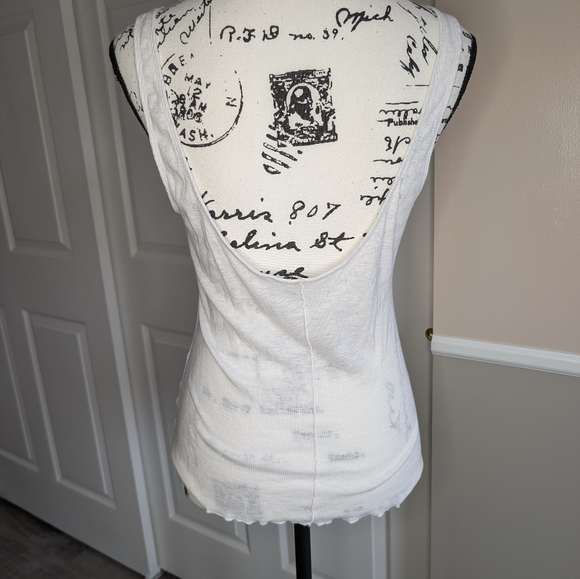 Free People White Sleeveless Button-Front Ribbed Tank - Picture 3 of 5